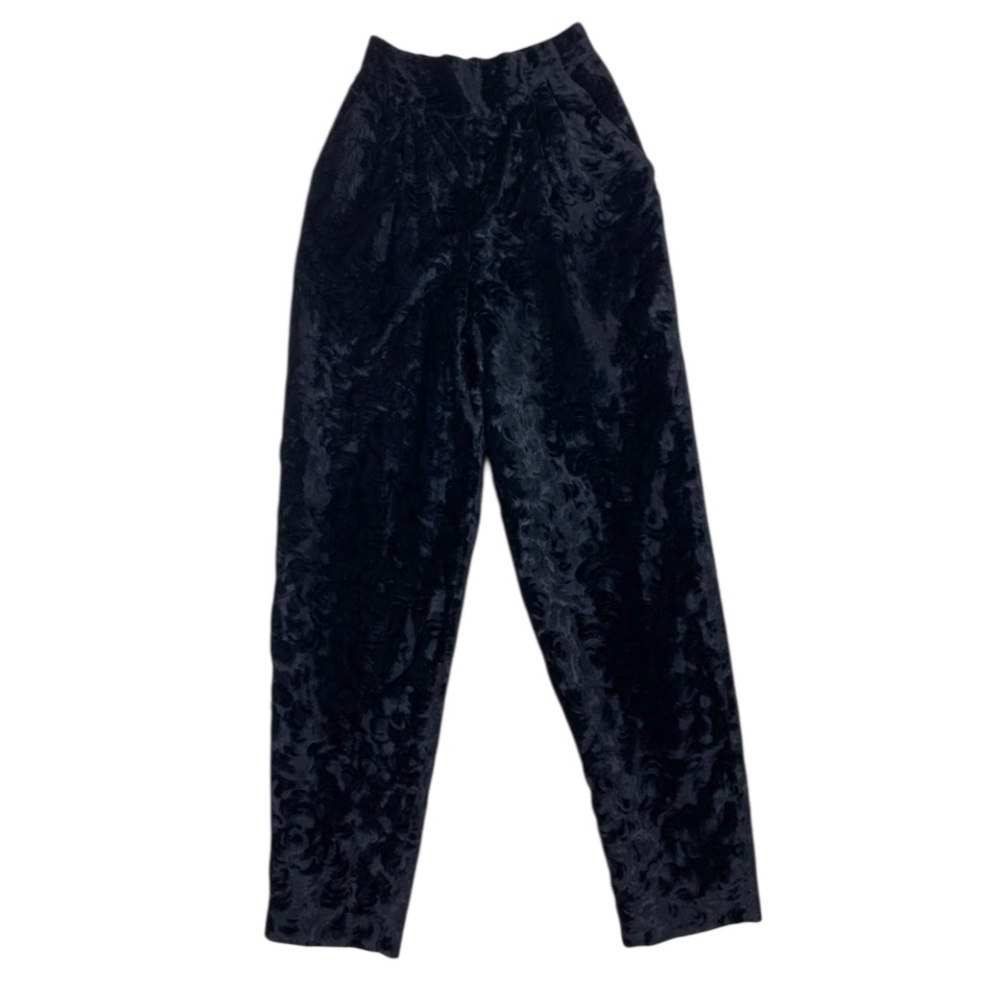 Christian Dior Separates Black Burnout Velvet Pants Size 4 Silk Lined - Picture 3 of 11